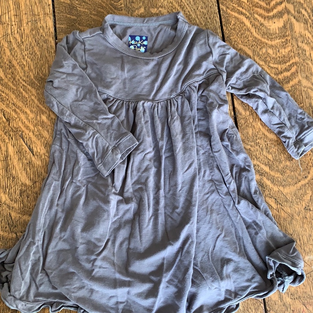 Kickee Pants Baby girl grey dress with ruffle